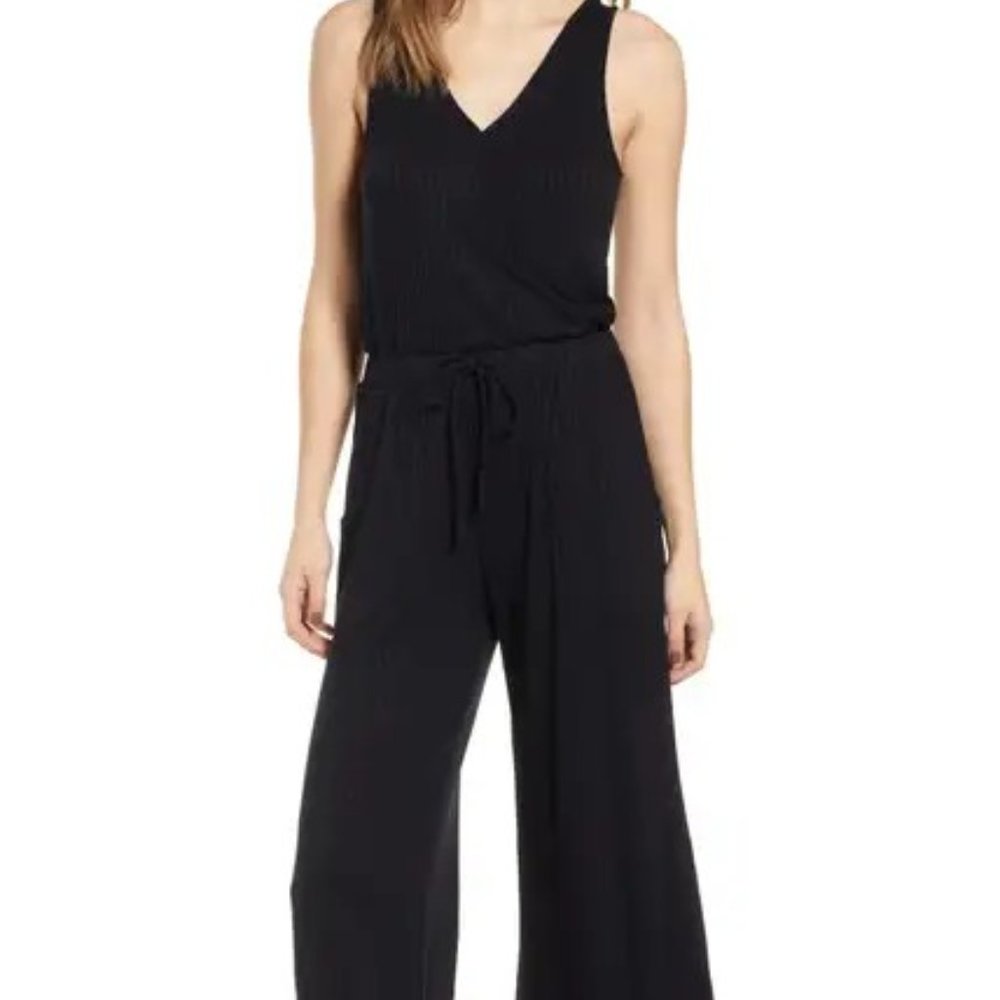 BP. Black Wide Leg Rib Jumpsuit Size XS